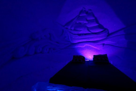 Kirkenes snow hotel, buz otel odası, tema yelkenli