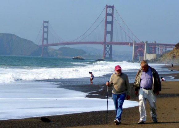 Baker Beach'te yürüyüş.