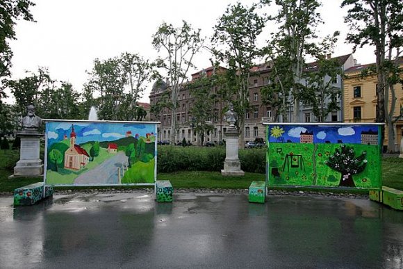 Zagreb'te bir parktaki resimler