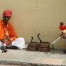 Jaipur, Jantar Mantar Gözlemevi'nin çıkışındaki kobra oynatıcıları. Eliyle para işareti yapıyor :)