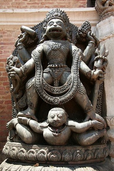 Katmandu - Bhaktapur Durbar Square, Hanuman heykeli.