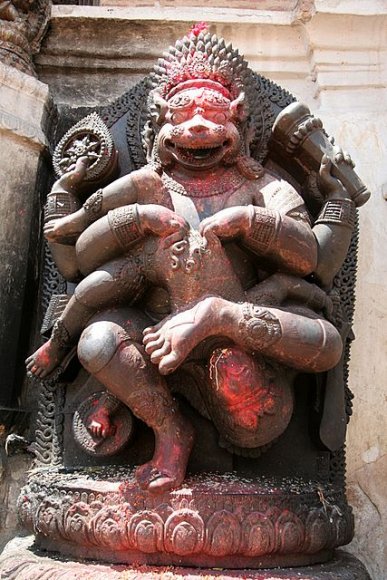 Katmandu - Bhaktapur Durbar Square, Narasiṃha heykeli.