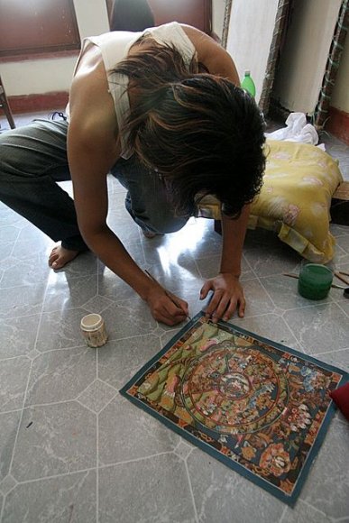 Katmandu - Bodhnath, Thangka sanatçısı imzası