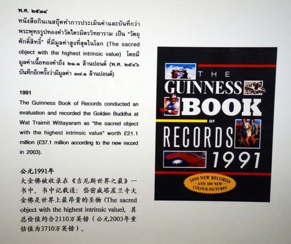 Altın Buda Heykeli 1991 Guinness Rekorlar Kitabı'na göre o zaman için 21.1 milyon poundluk değeri ile dünyanın en değerli 2. kutsal objesiymiş.