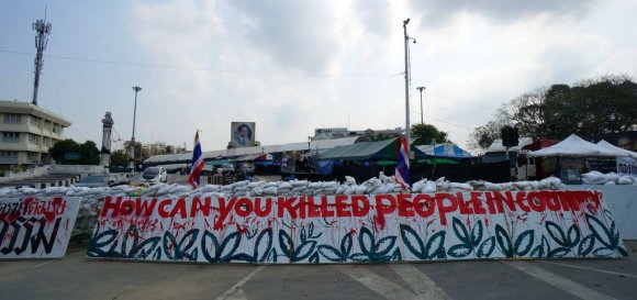 Demokrasi Meydanı etrafında ki Bangkok'u kapa, Tayland'ı yeniden başlat gösteri alanı.
